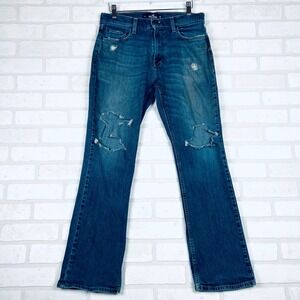 Hollister Epic Flex Bootcut Jeans Mens W32 L30 Distressed Ripped Medium Wash‎